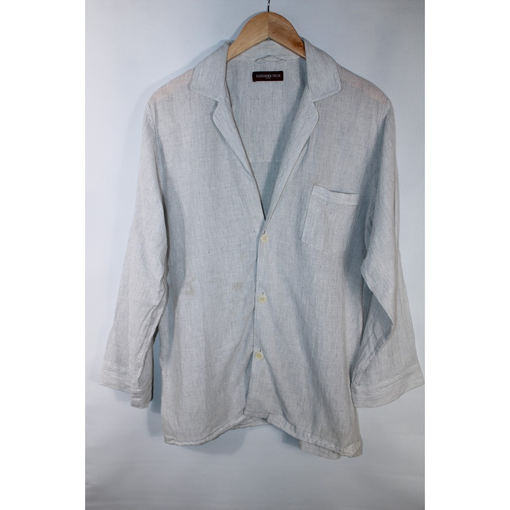 Alexander Olch Men's Large Light Gray Striped Pajama Top Loungewear Shirt